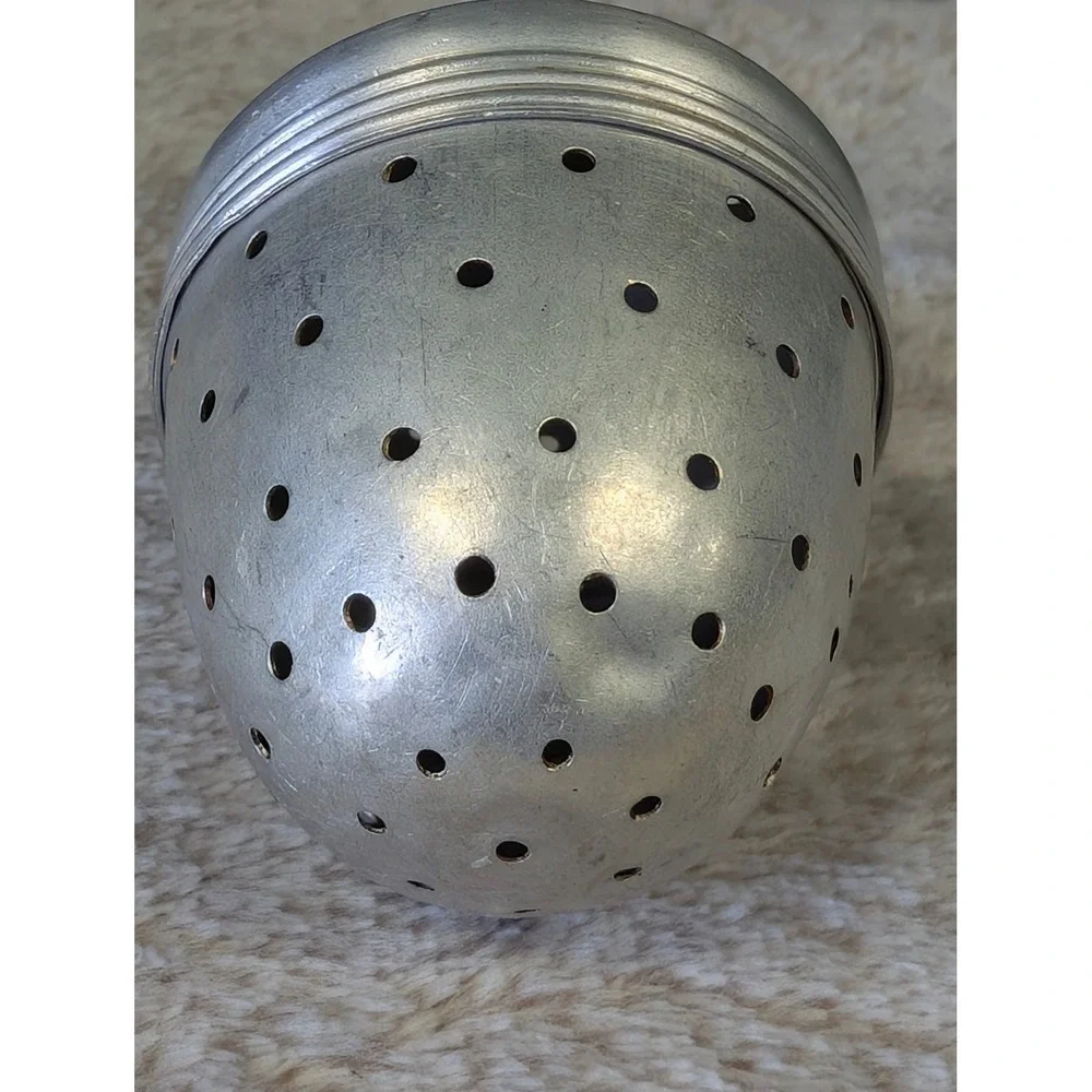 Vintage Aluminum Acorn Tea Infuser Ball Strainer with Chain and Hook Silver Tone